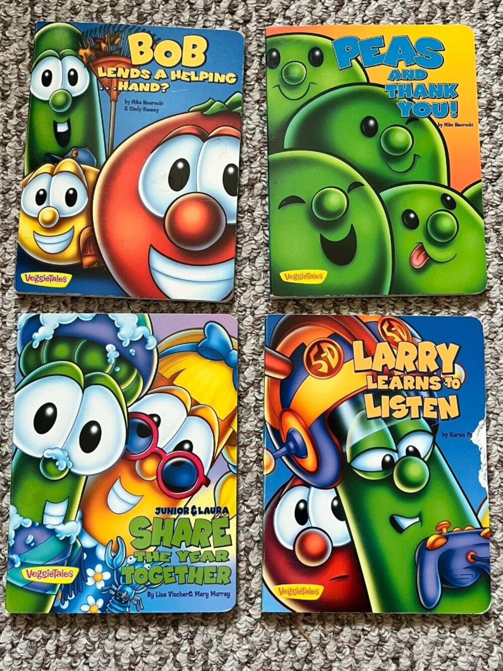 Lot Set of 4 Veggie Tales Board Book Toddler help share manners listen christian